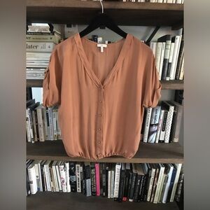 EUC Joie Silk Cap Sleeve V-Nack PRosy Brown Blouse XS